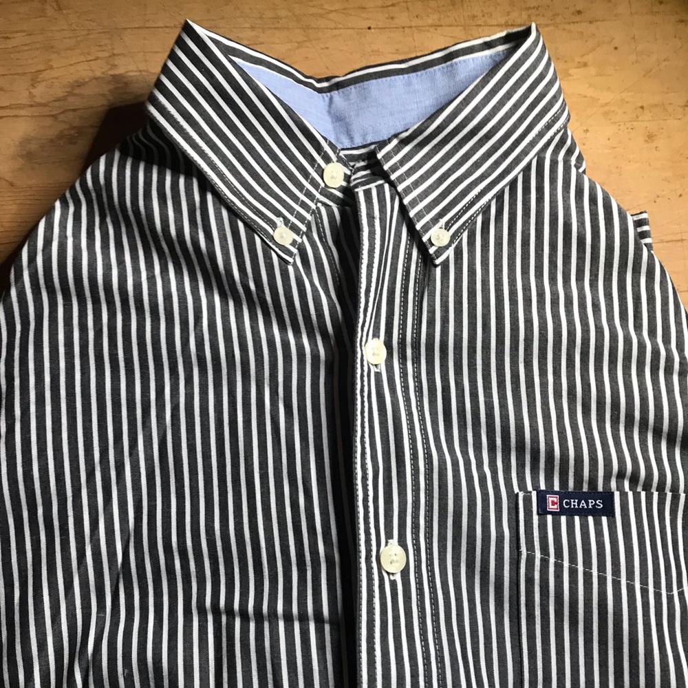 Boys S/P/CH Chaps Button Down Striped Dress-Shirt